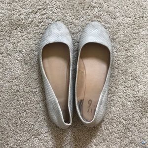 Silver Snake Print Flats